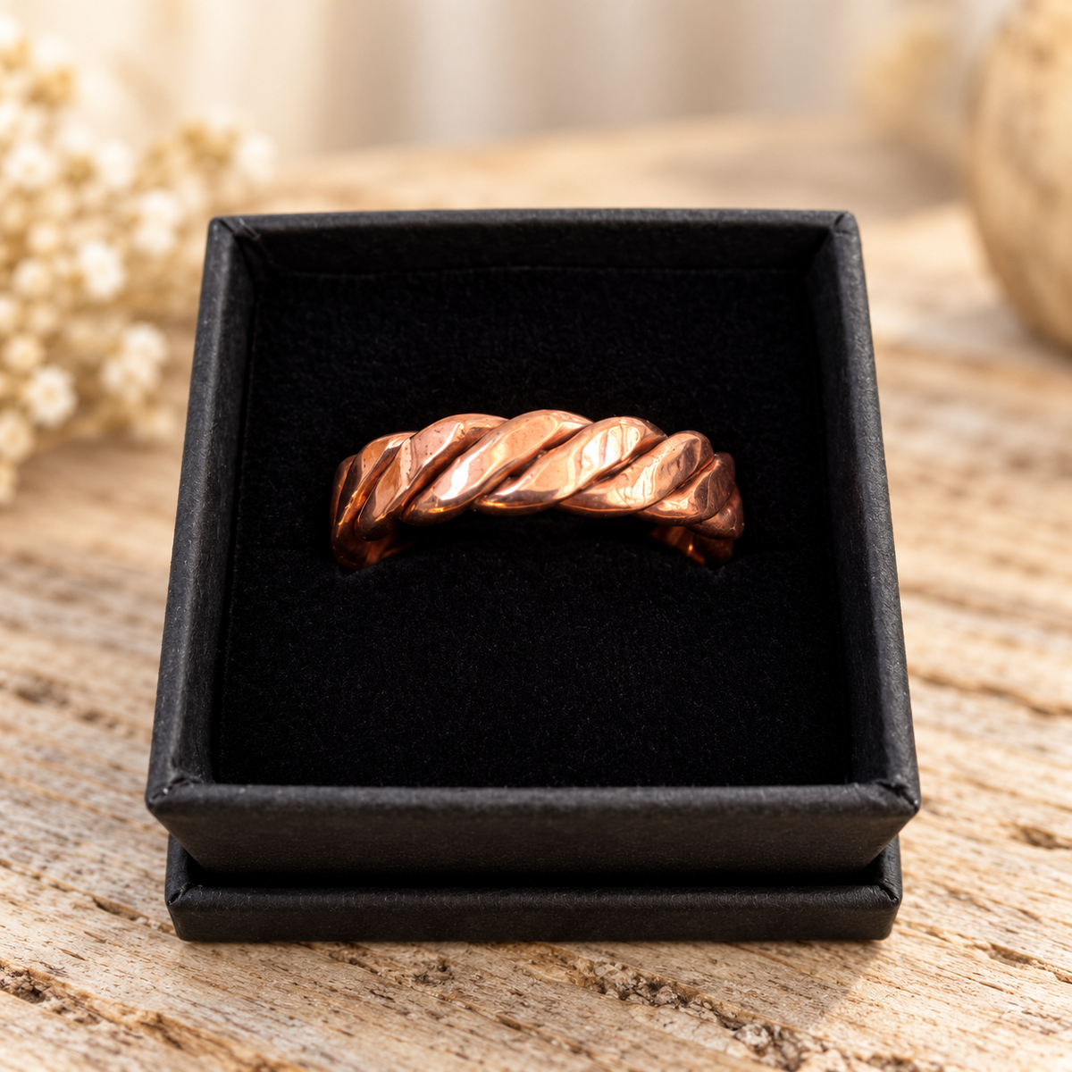 100% Solid Copper Braided Ring