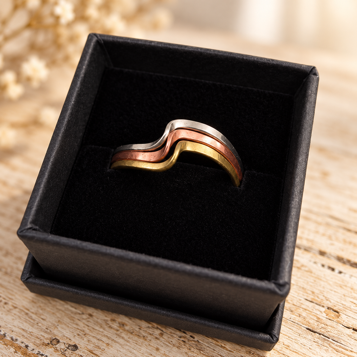 Triple Metal Braided Ring – Copper, Bronze & Alpaca
