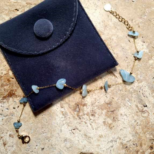 Bracelets Gold Plated with Stone - Aquamarine