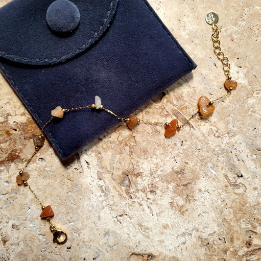 Bracelets Gold Plated with Stone - Carnelian