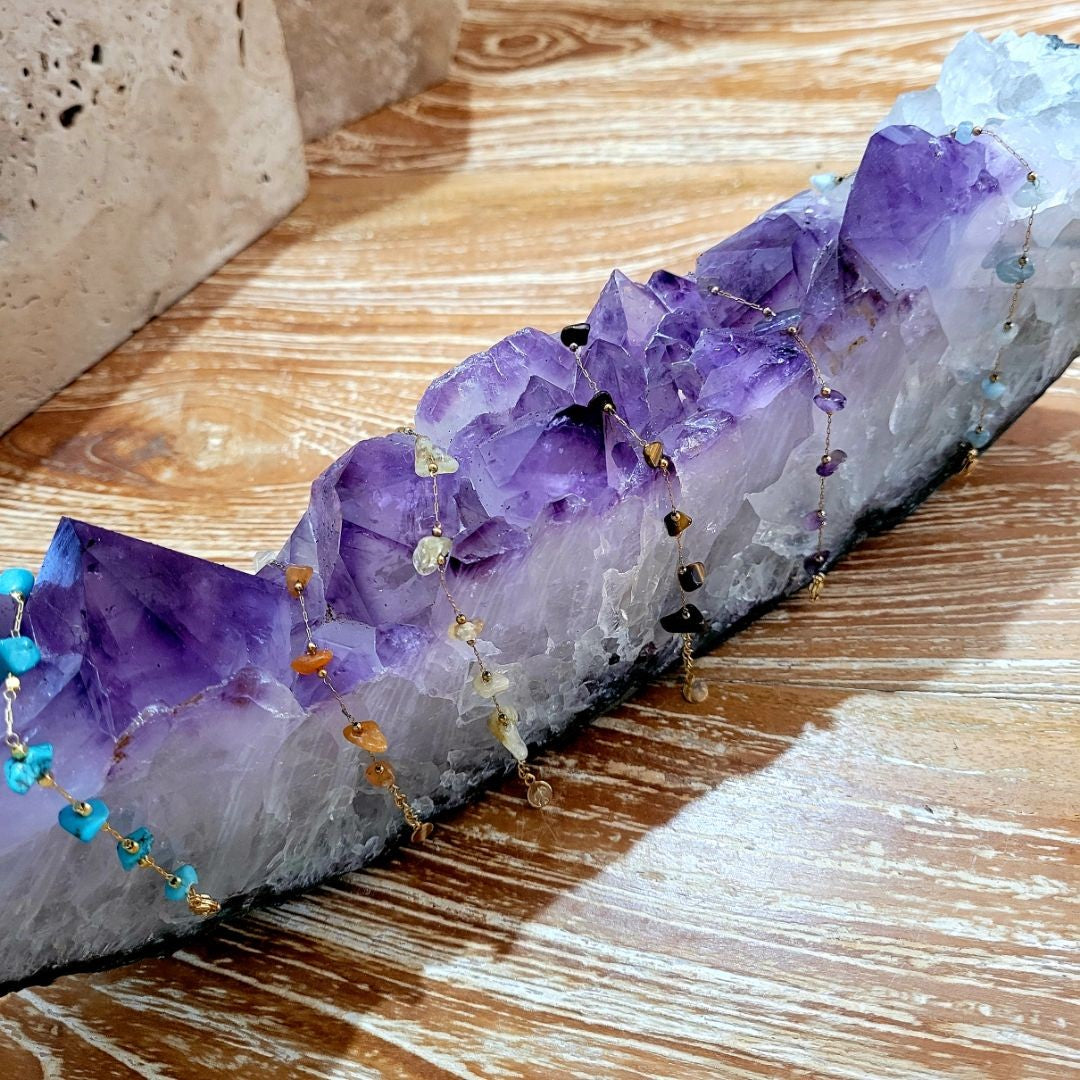 Bracelets Gold Plated with stone - Amethyst