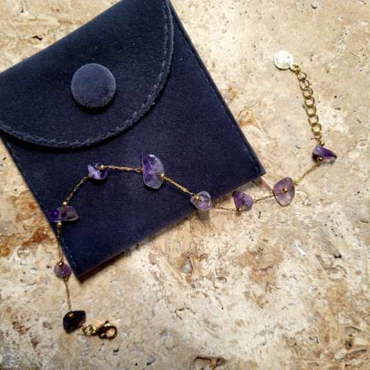 Bracelets Gold Plated with stone - Amethyst