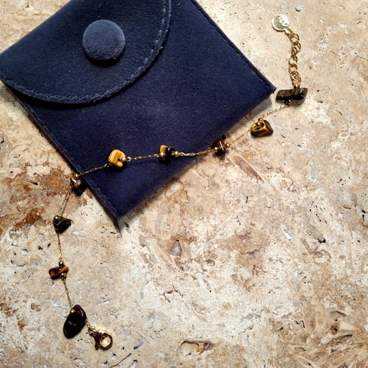 Bracelet Gold Plated with stones -Tiger Eye