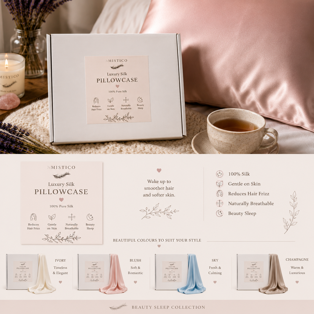Luxury Silk Pillowcases - Blush