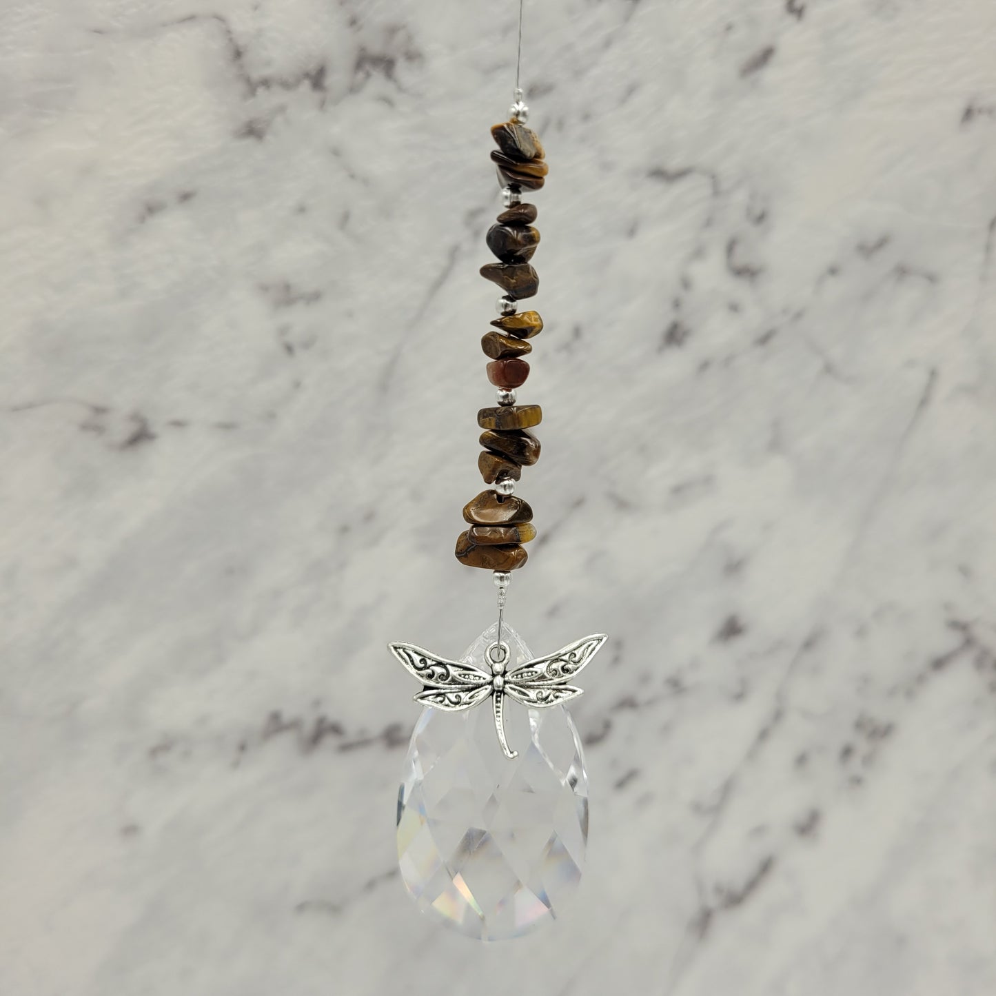 Dragonfly Teardrop Crystal Charm Suncatcher