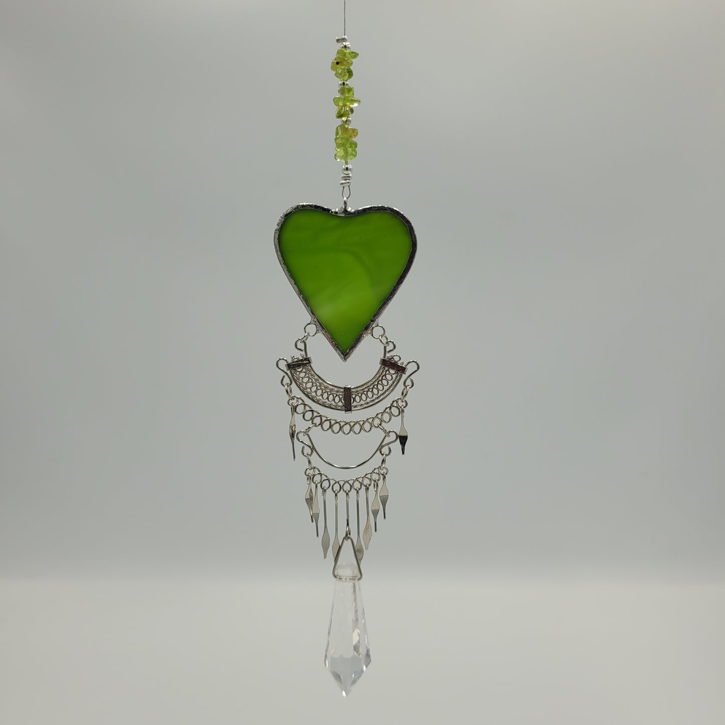 Hanging Heart stained glass Crystal Drop Suncatcher