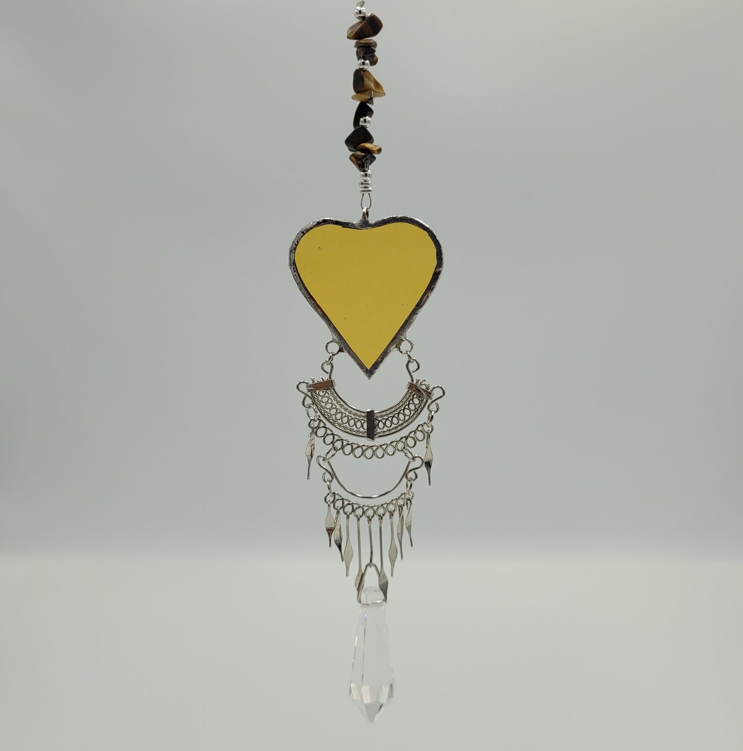 Hanging Heart stained glass Crystal Drop Suncatcher