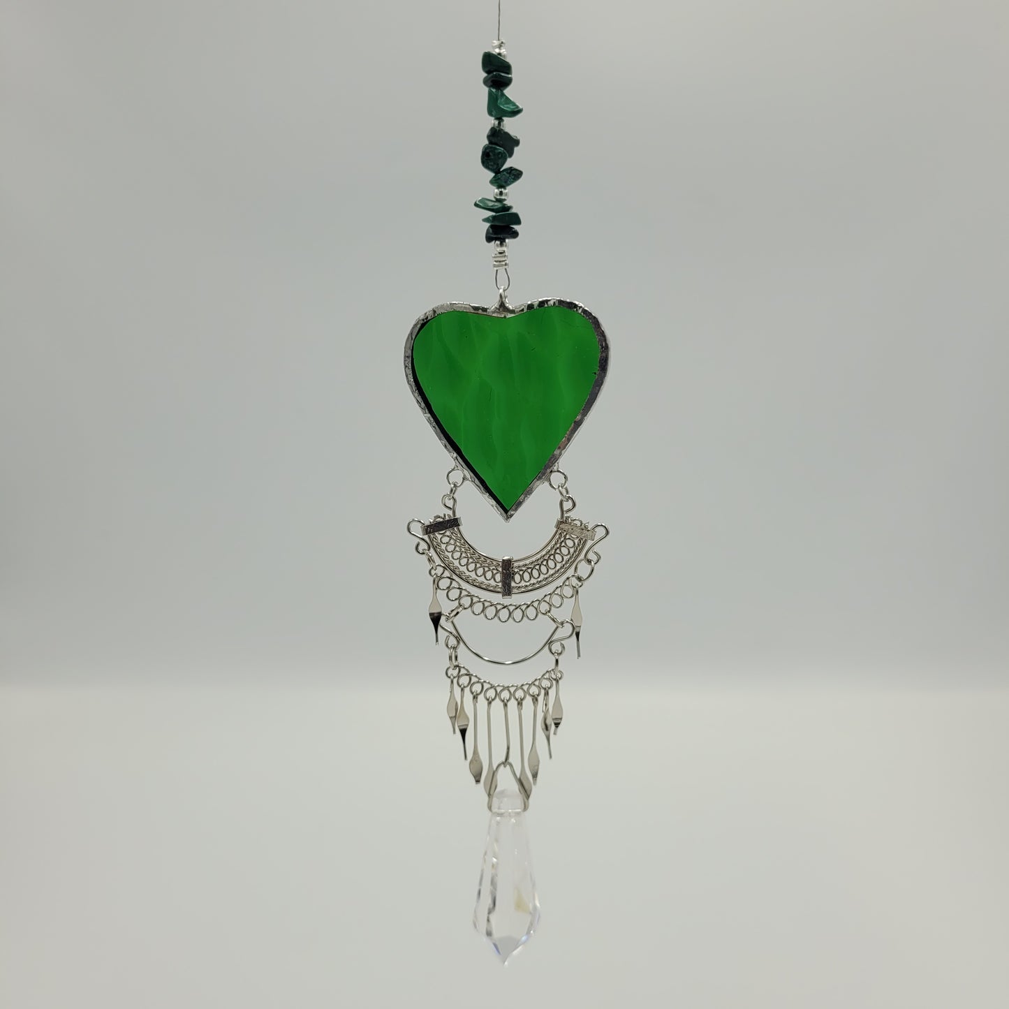 Hanging Heart stained glass Crystal Drop Suncatcher