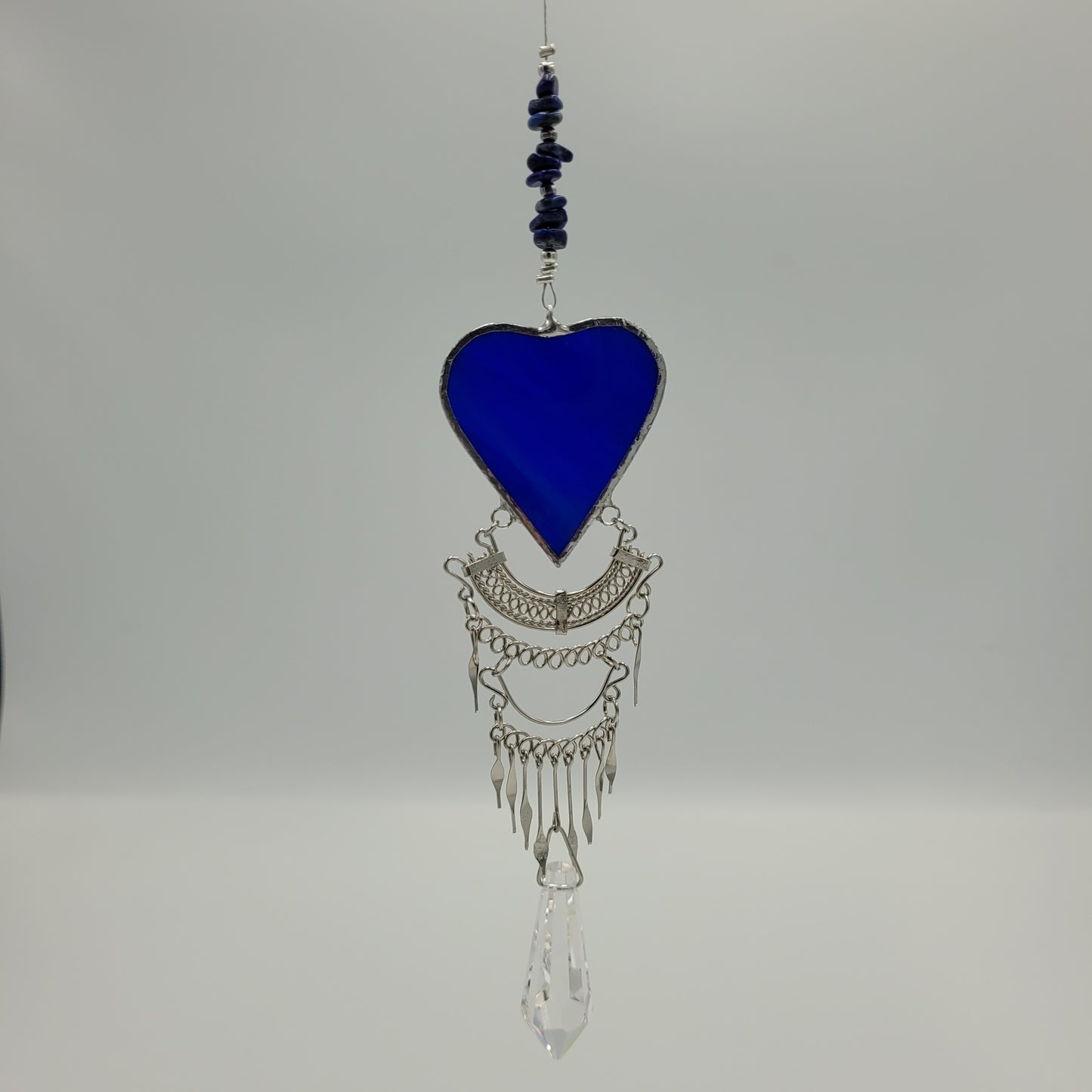 Hanging Heart stained glass Crystal Drop Suncatcher