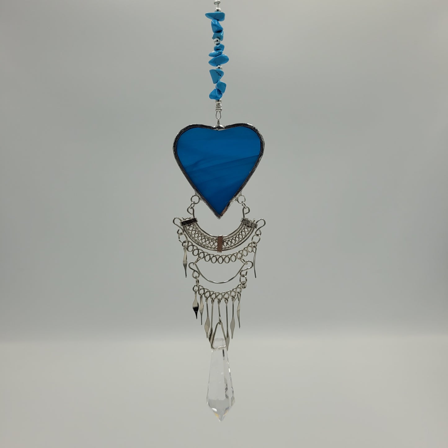 Hanging Heart stained glass Crystal Drop Suncatcher
