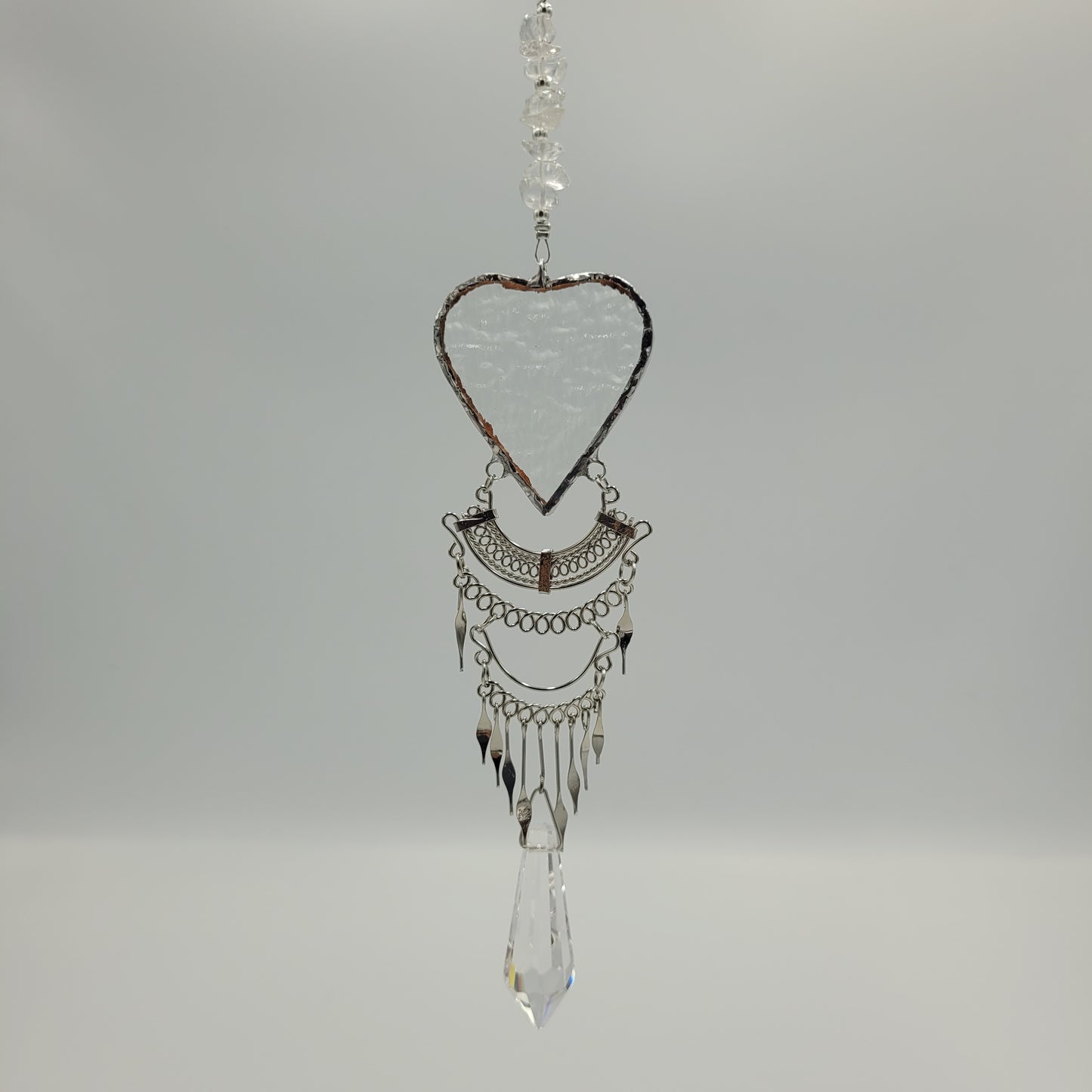 Hanging Heart stained glass Crystal Drop Suncatcher