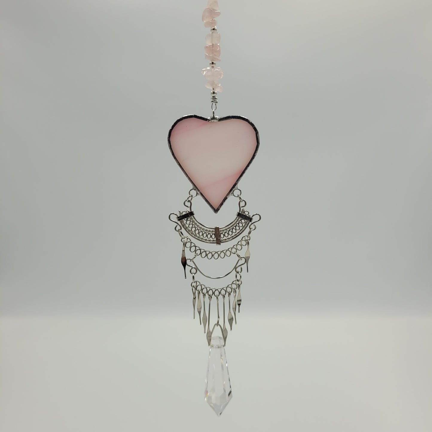 Hanging Heart stained glass Crystal Drop Suncatcher
