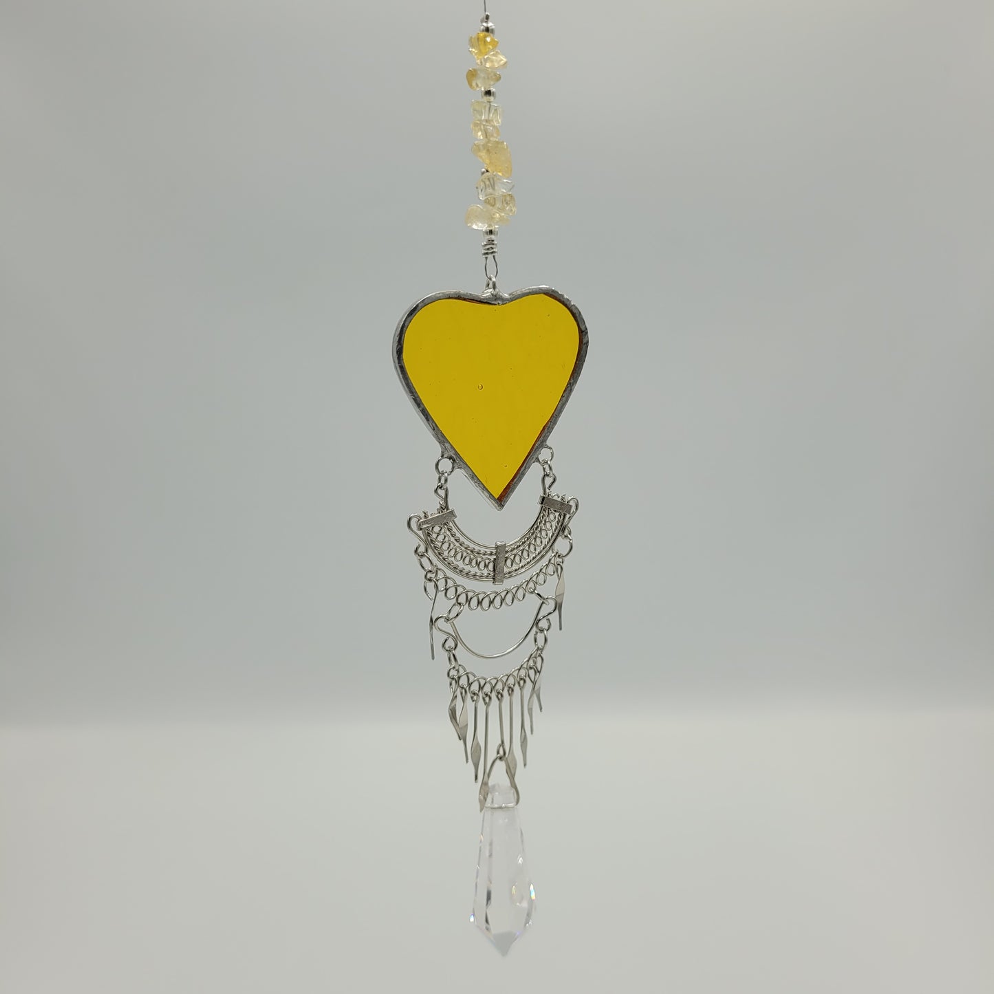 Hanging Heart stained glass Crystal Drop Suncatcher
