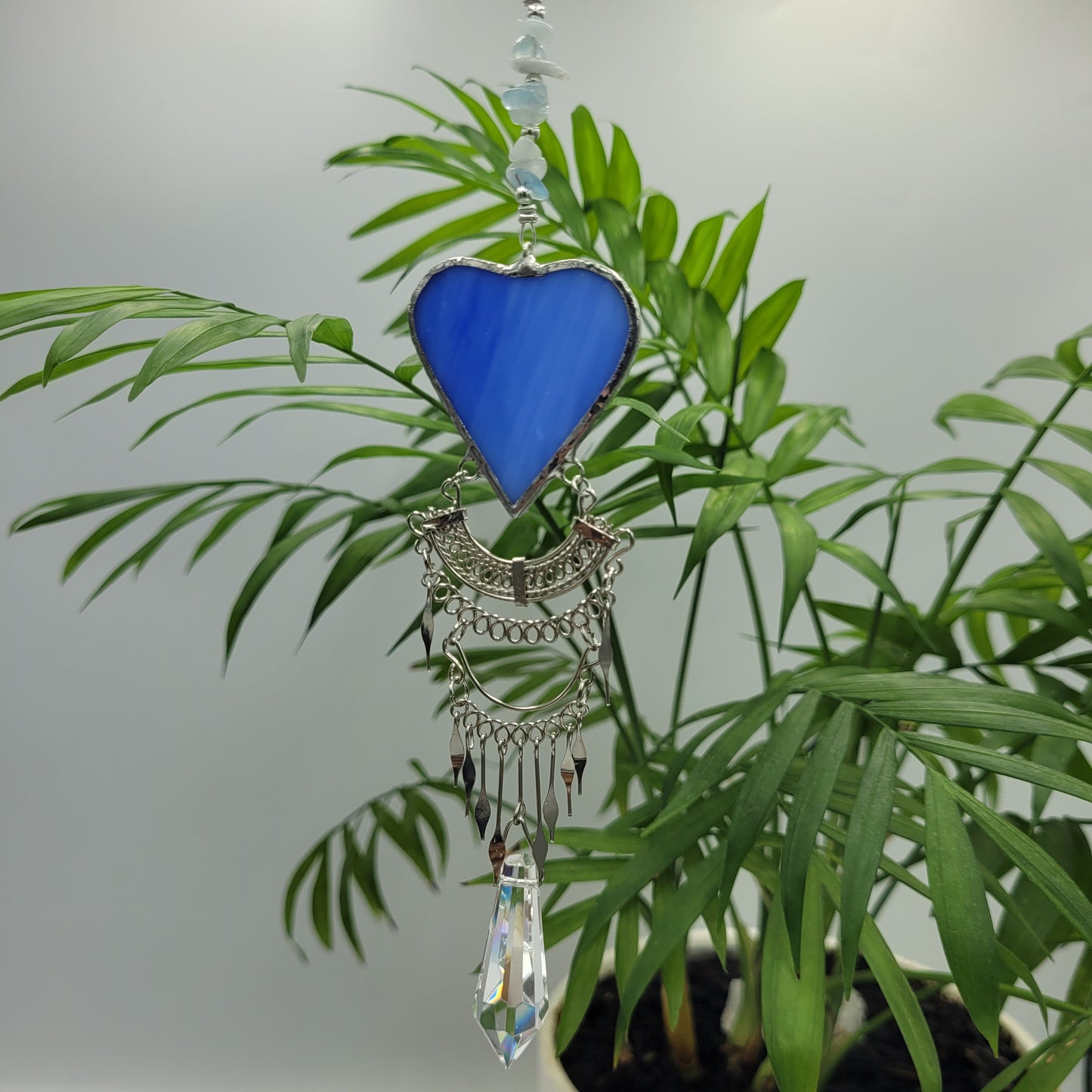 Hanging Heart stained glass Crystal Drop Suncatcher