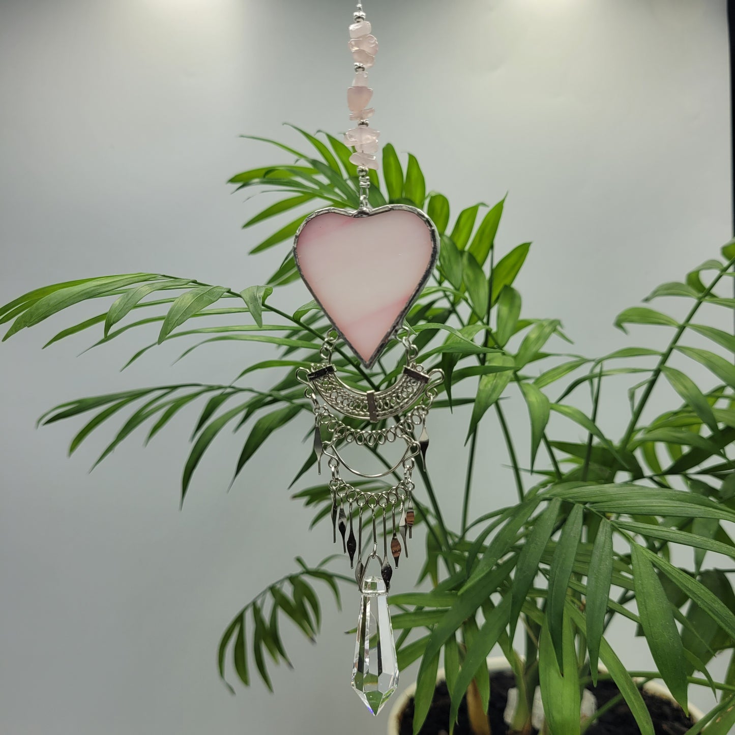 Hanging Heart stained glass Crystal Drop Suncatcher