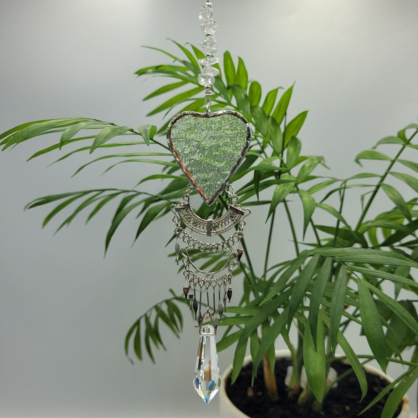 Hanging Heart stained glass Crystal Drop Suncatcher