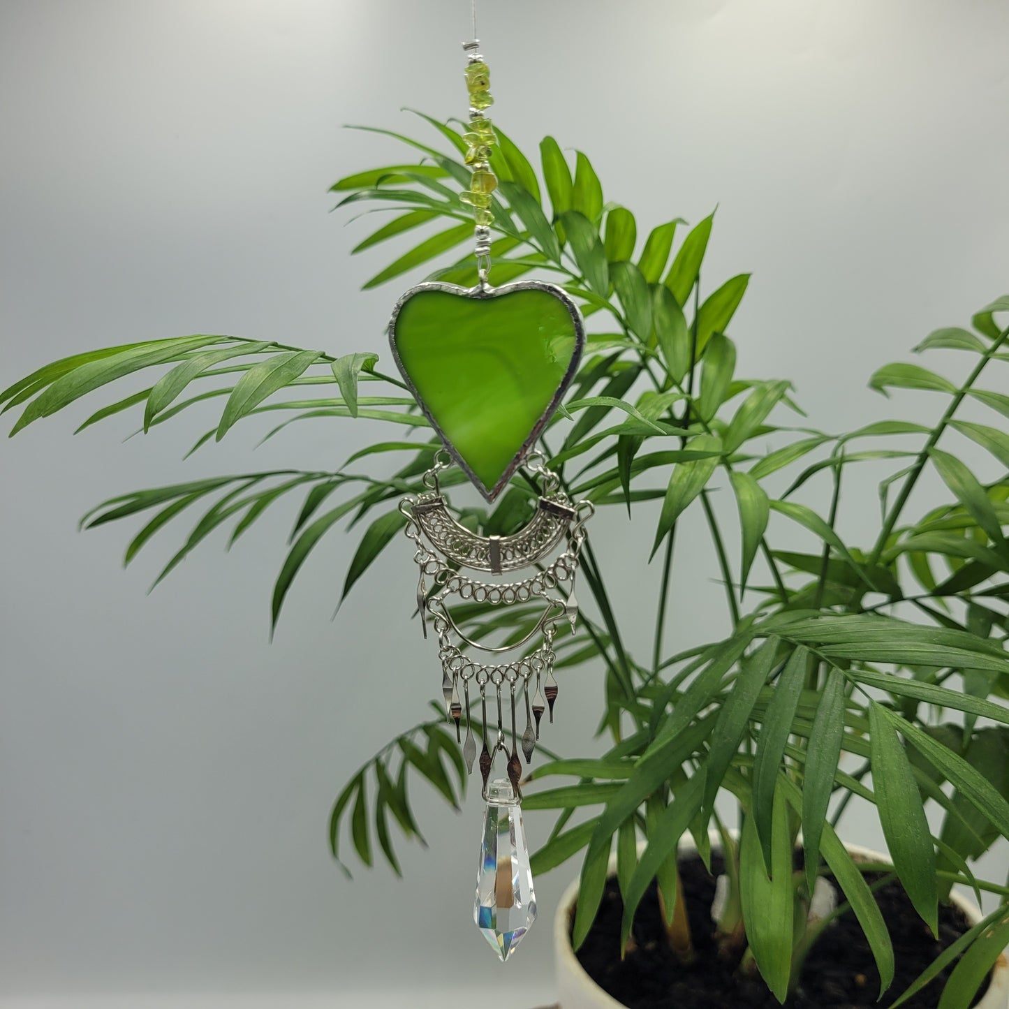 Hanging Heart stained glass Crystal Drop Suncatcher