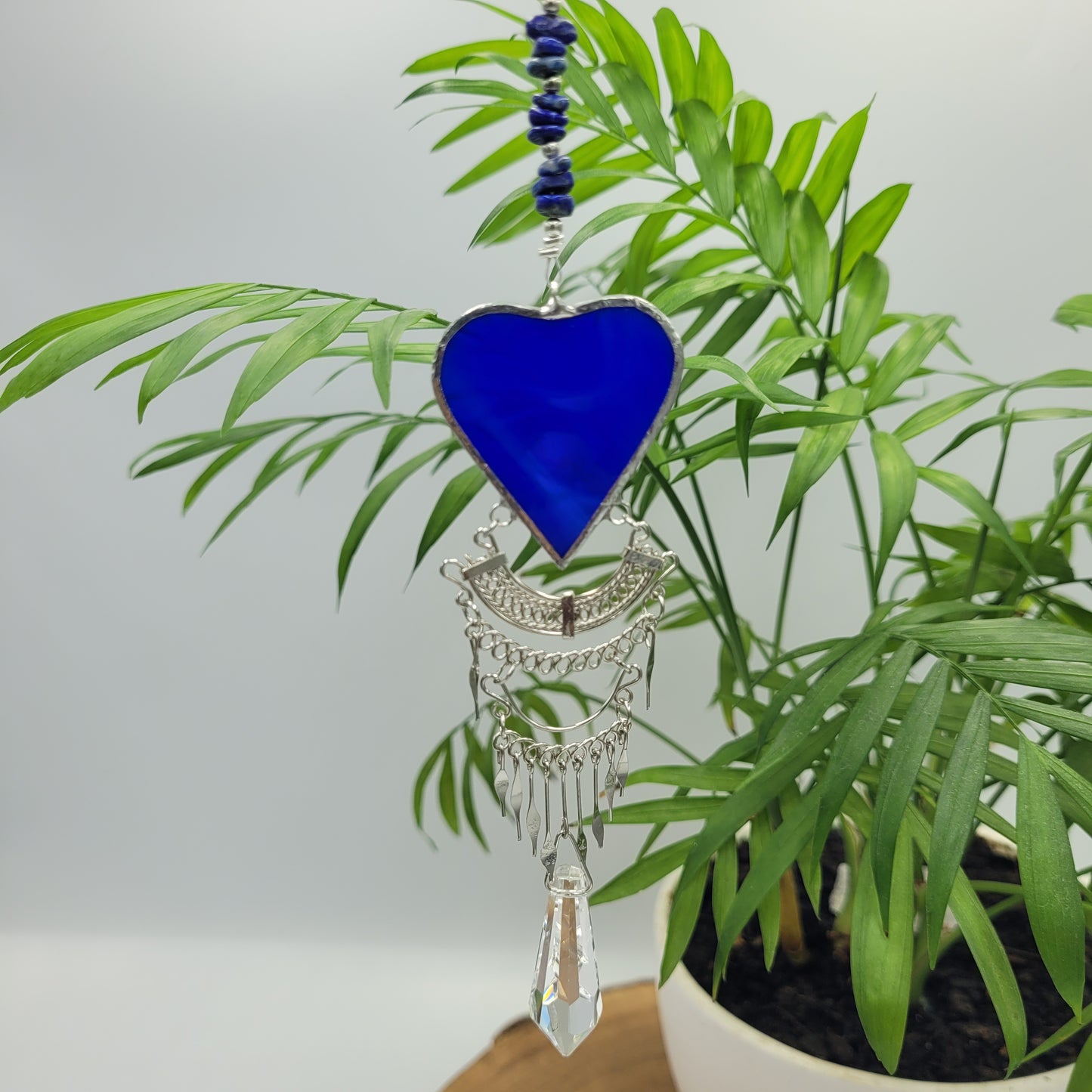 Hanging Heart stained glass Crystal Drop Suncatcher
