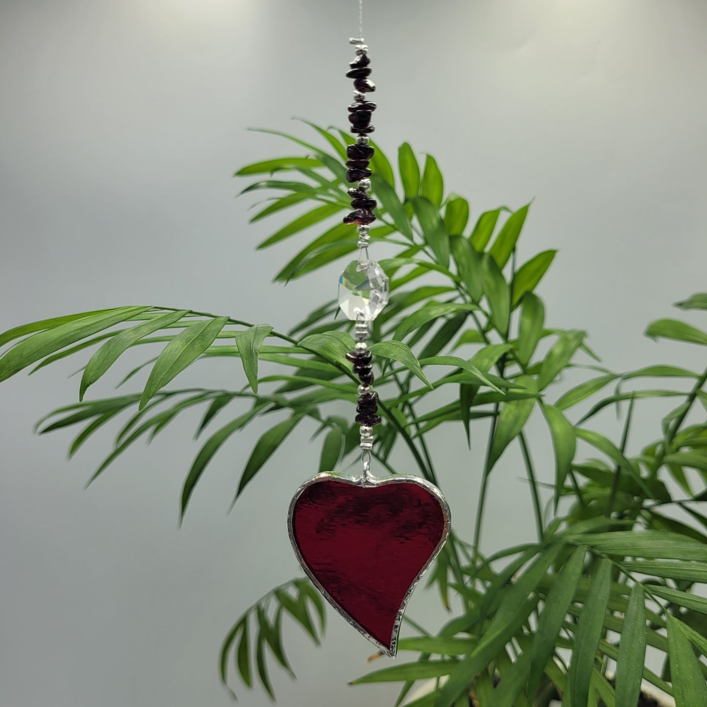 Hanging Heart stained glass Crystal Stone