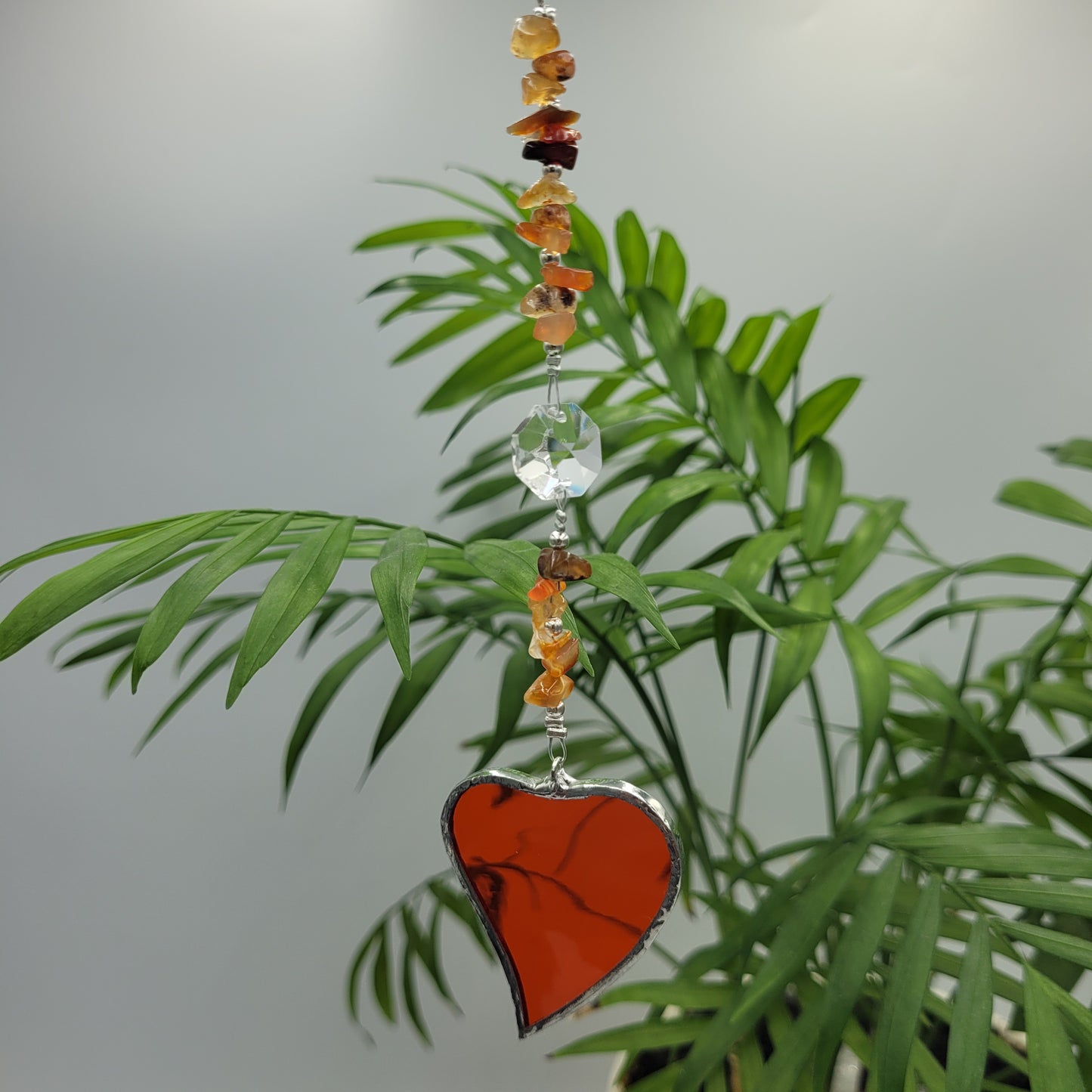Hanging Heart stained glass Crystal Stone
