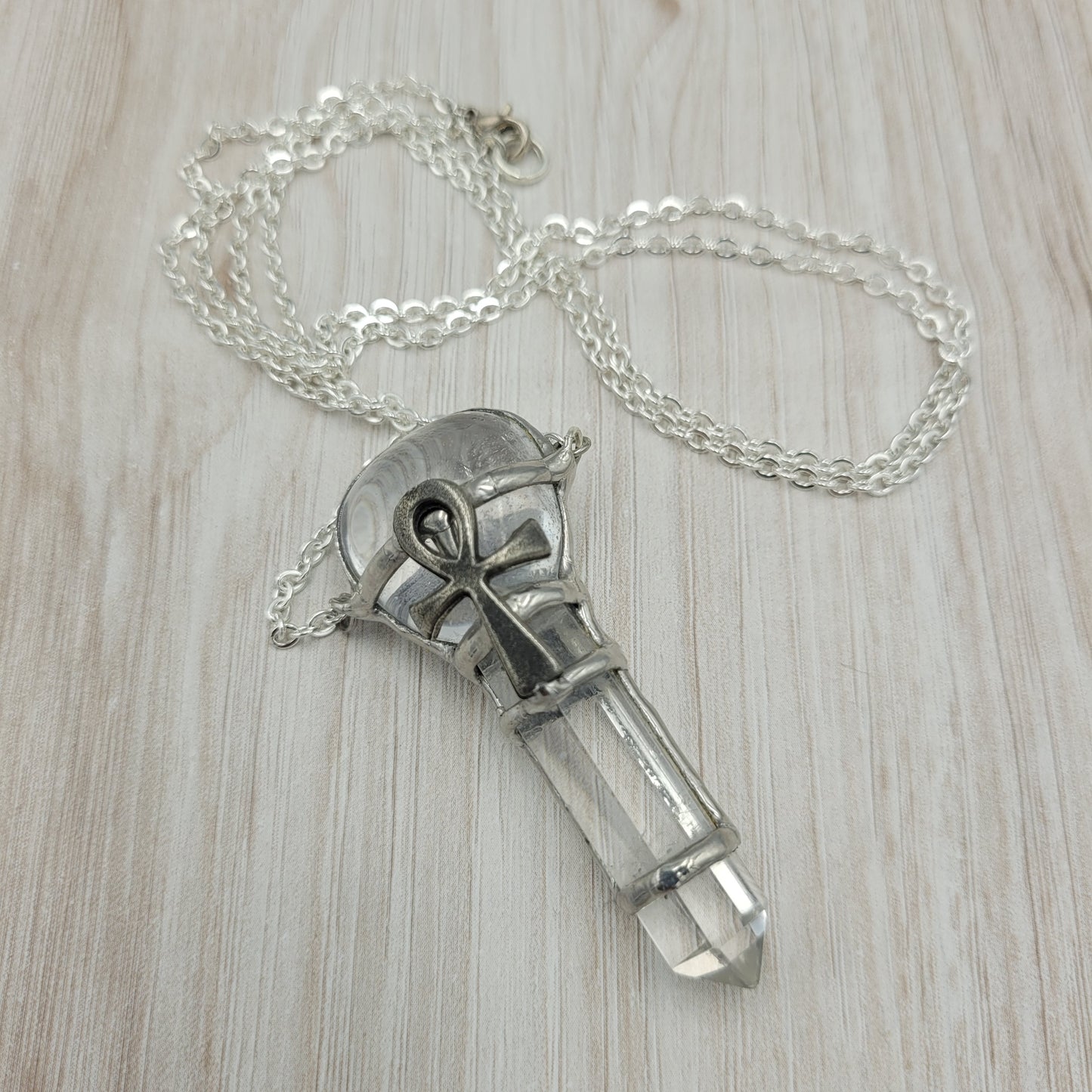 Ankh Crystal Wand Necklace