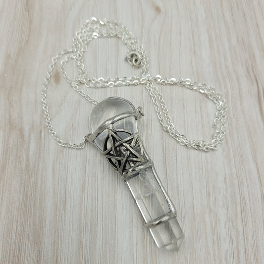 Pentagram Crystal Wand Necklace