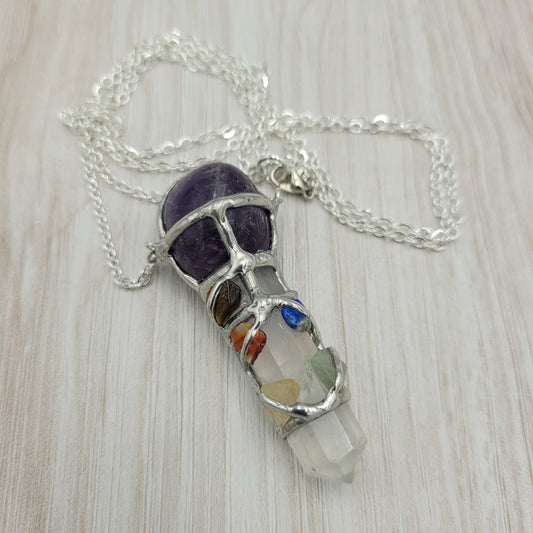 Chakra Balance Crystal Wand Necklace