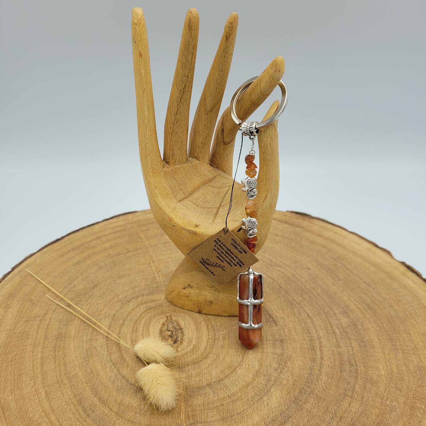 Carnelian Crystal Point Keyring