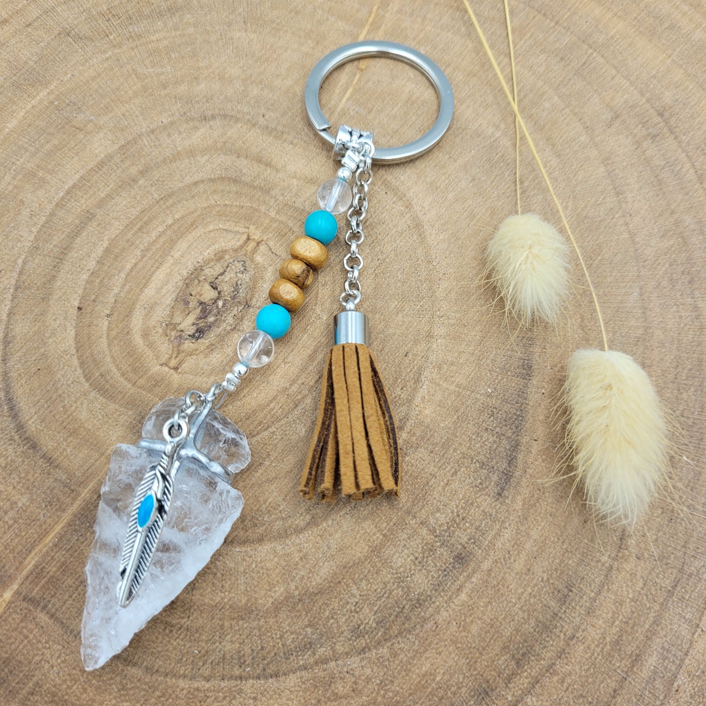 Clear Quartz Arrowhead Keyring