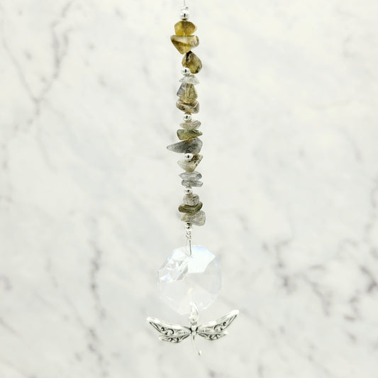 Dragonfly Octagonal Crystal Charm Suncatcher