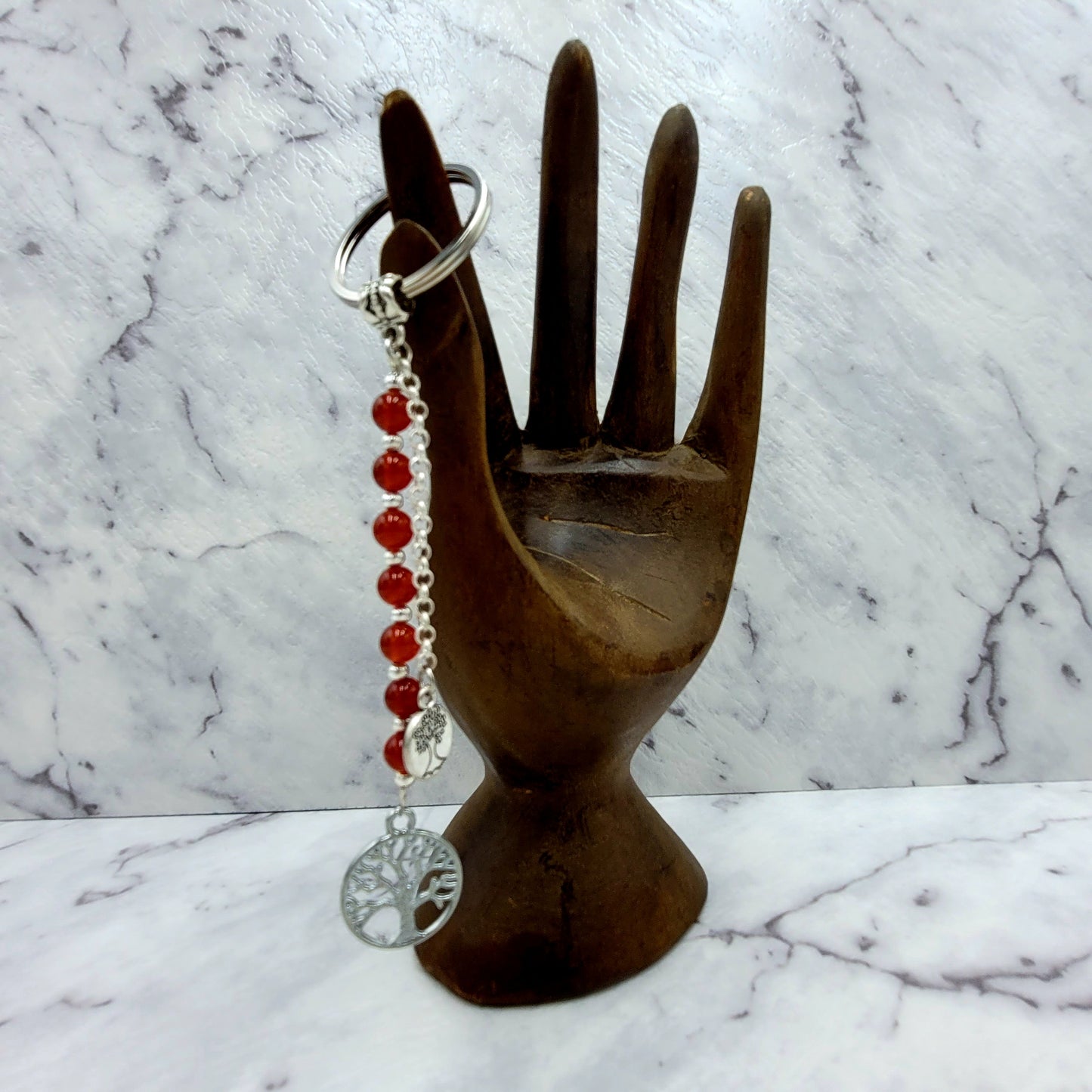 Carnelian Tree of Life Crystal Charm Keyring