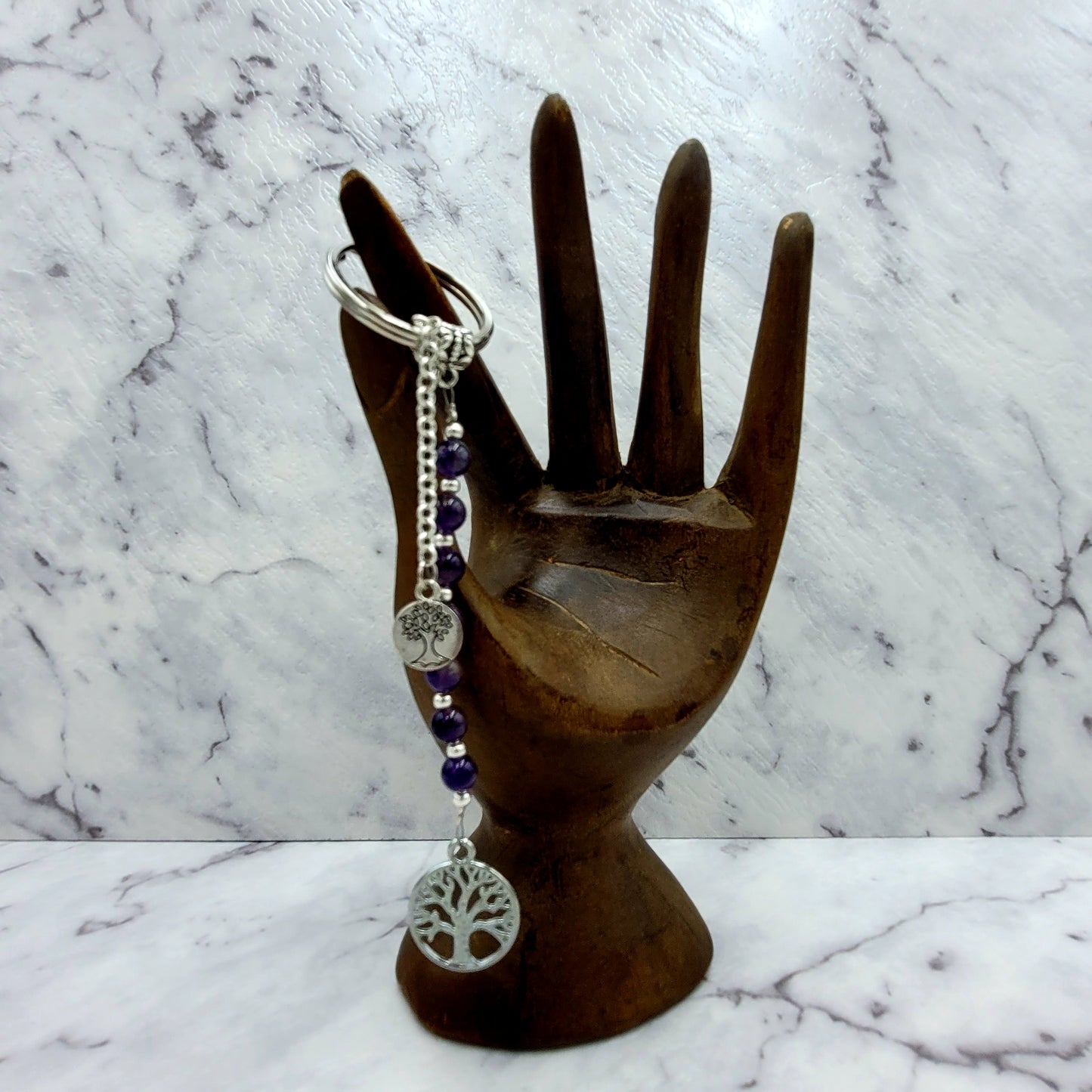 Amethyst Tree of Life Crystal Charm Keyring