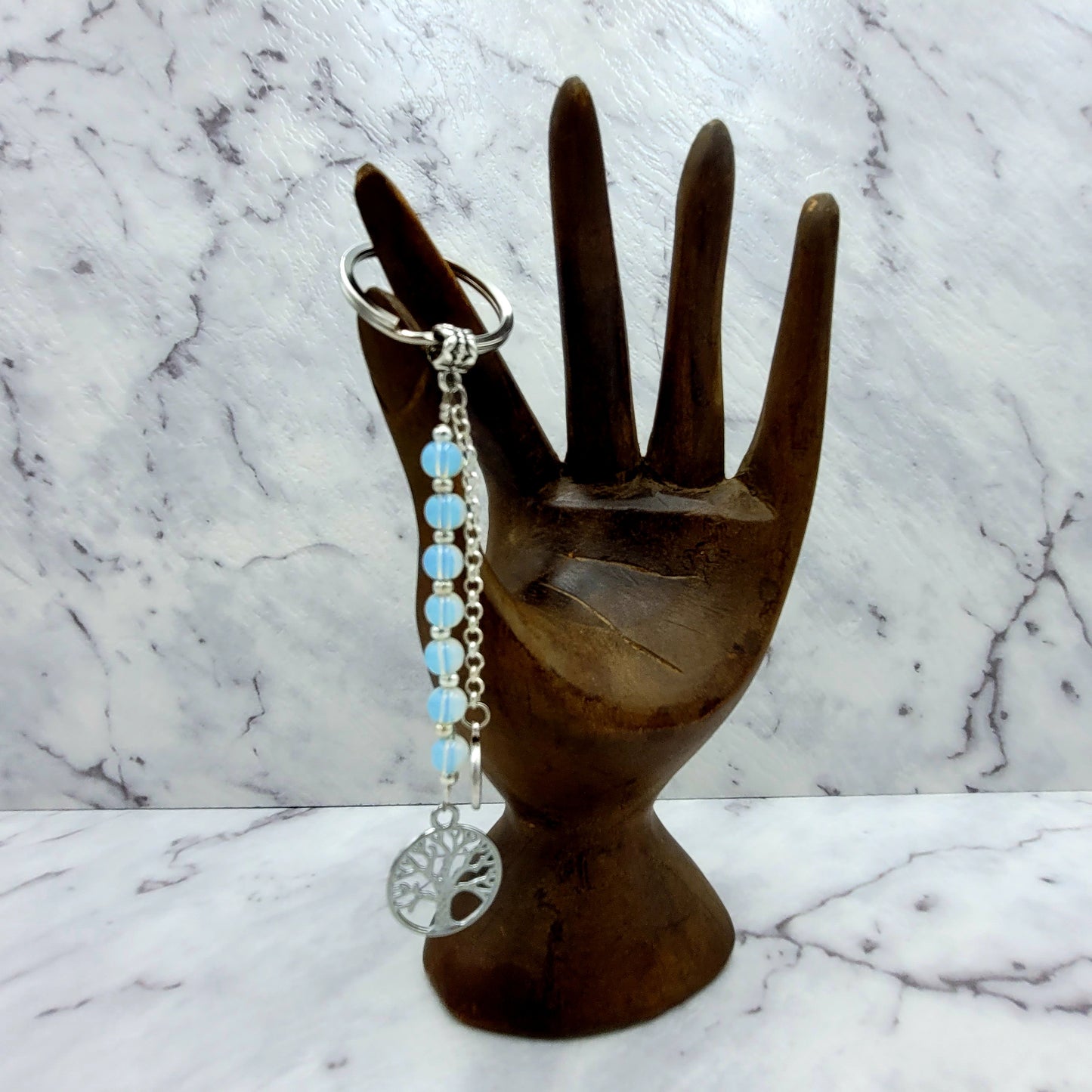 Opalite Tree of Life Crystal Charm Keyring