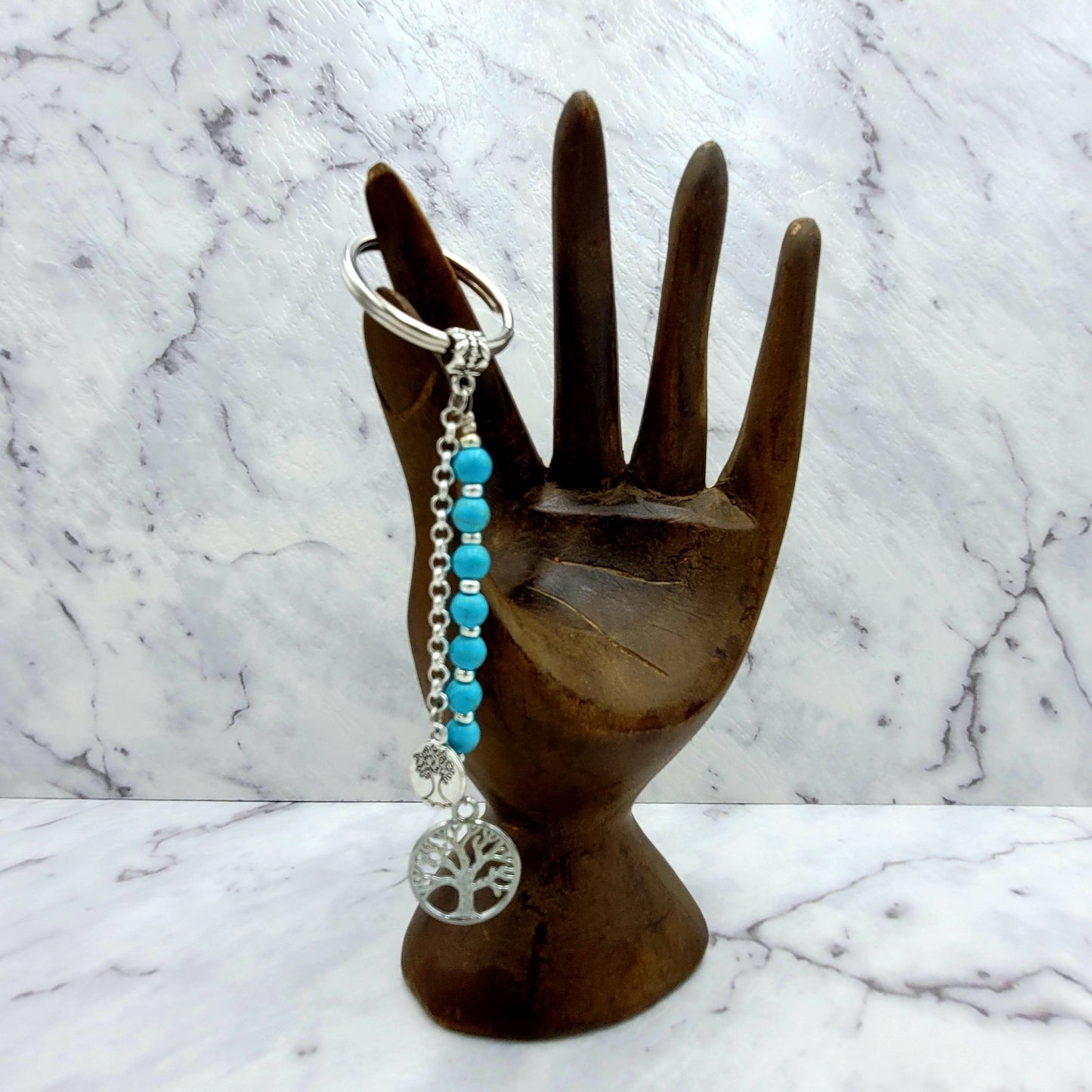 Turquoise Tree of Life Crystal Charm Keyring