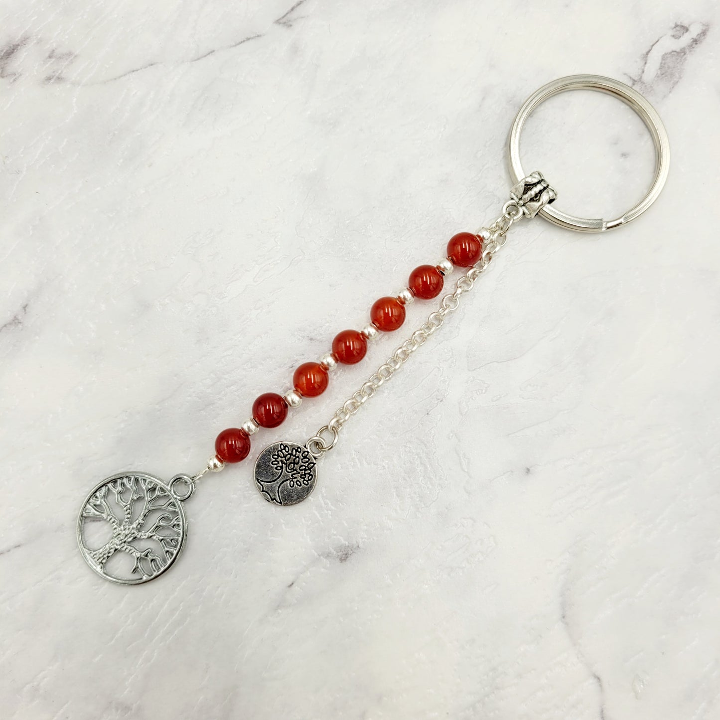 Carnelian Tree of Life Crystal Charm Keyring