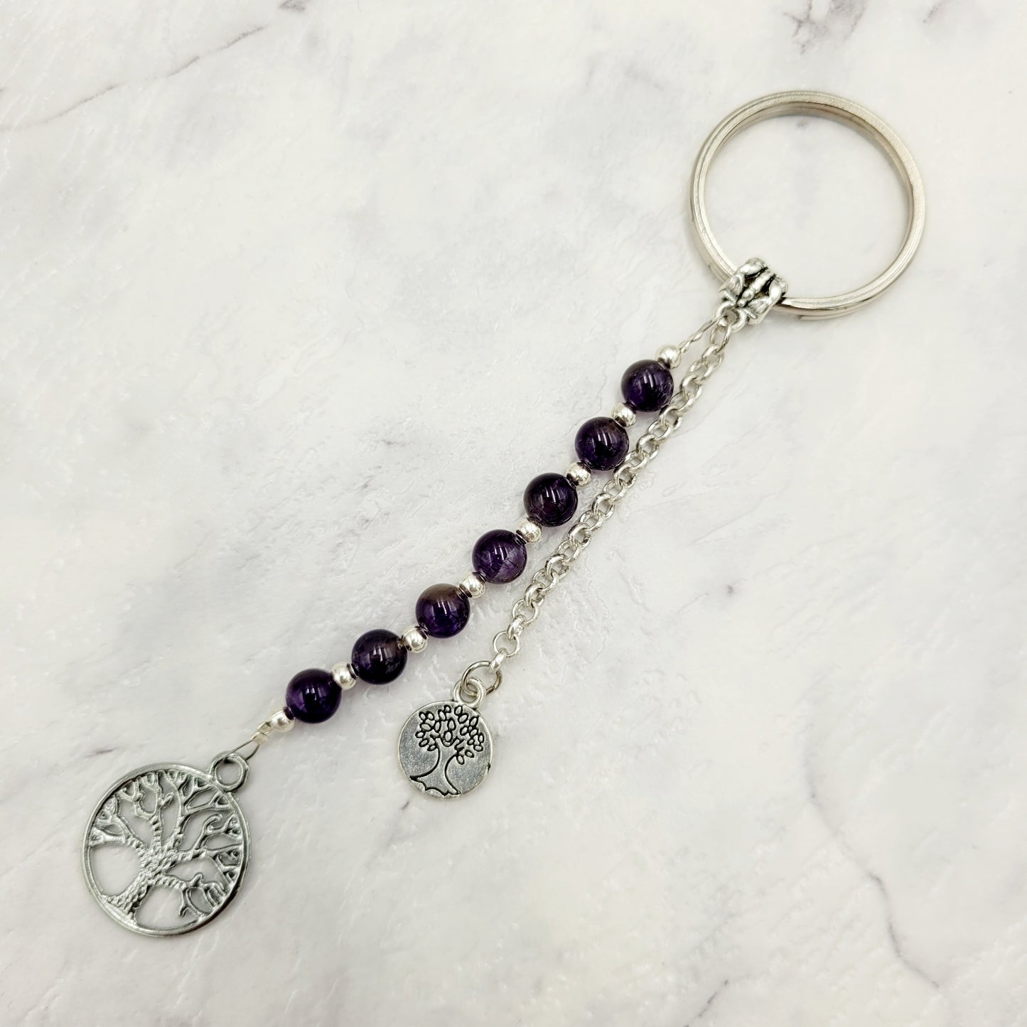 Amethyst Tree of Life Crystal Charm Keyring