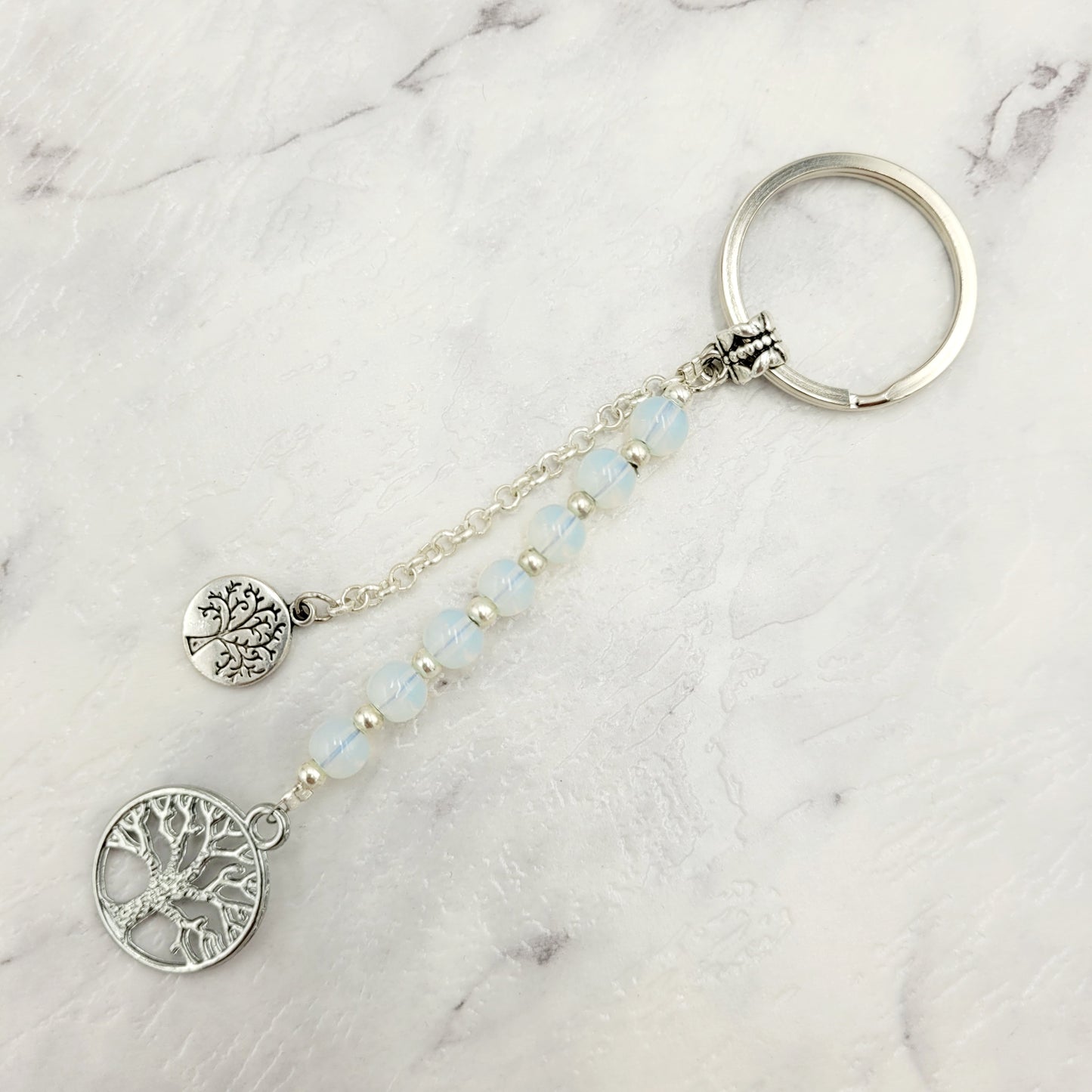 Opalite Tree of Life Crystal Charm Keyring