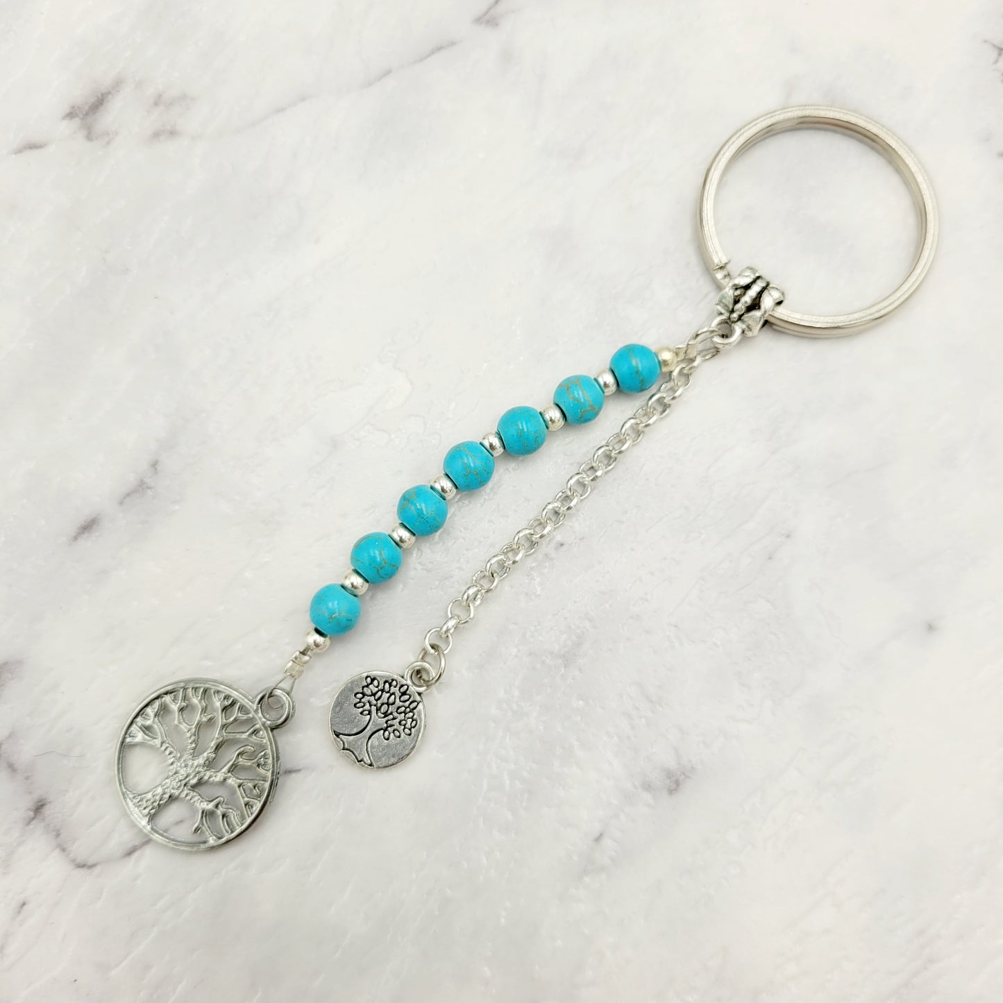 Turquoise Tree of Life Crystal Charm Keyring