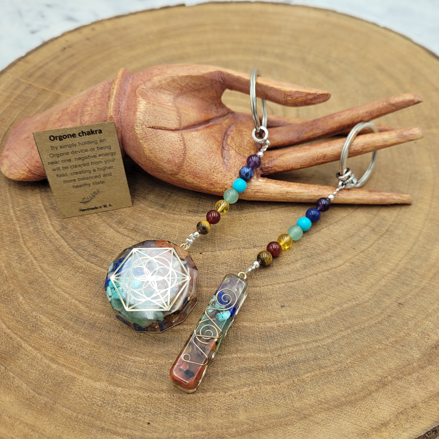 Chakra Balance Orgone Keyring Long