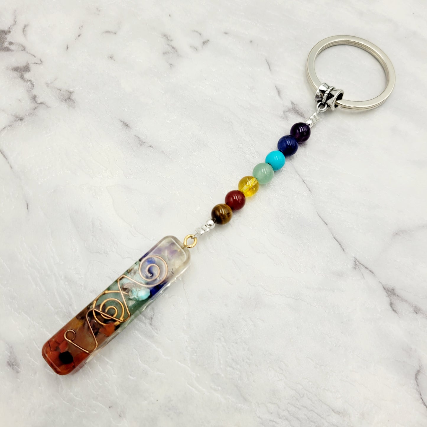 Chakra Balance Orgone Keyring Long