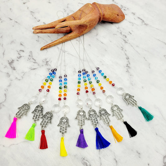 Small Hamsa Chakra Balance Crystal Charm Suncatcher