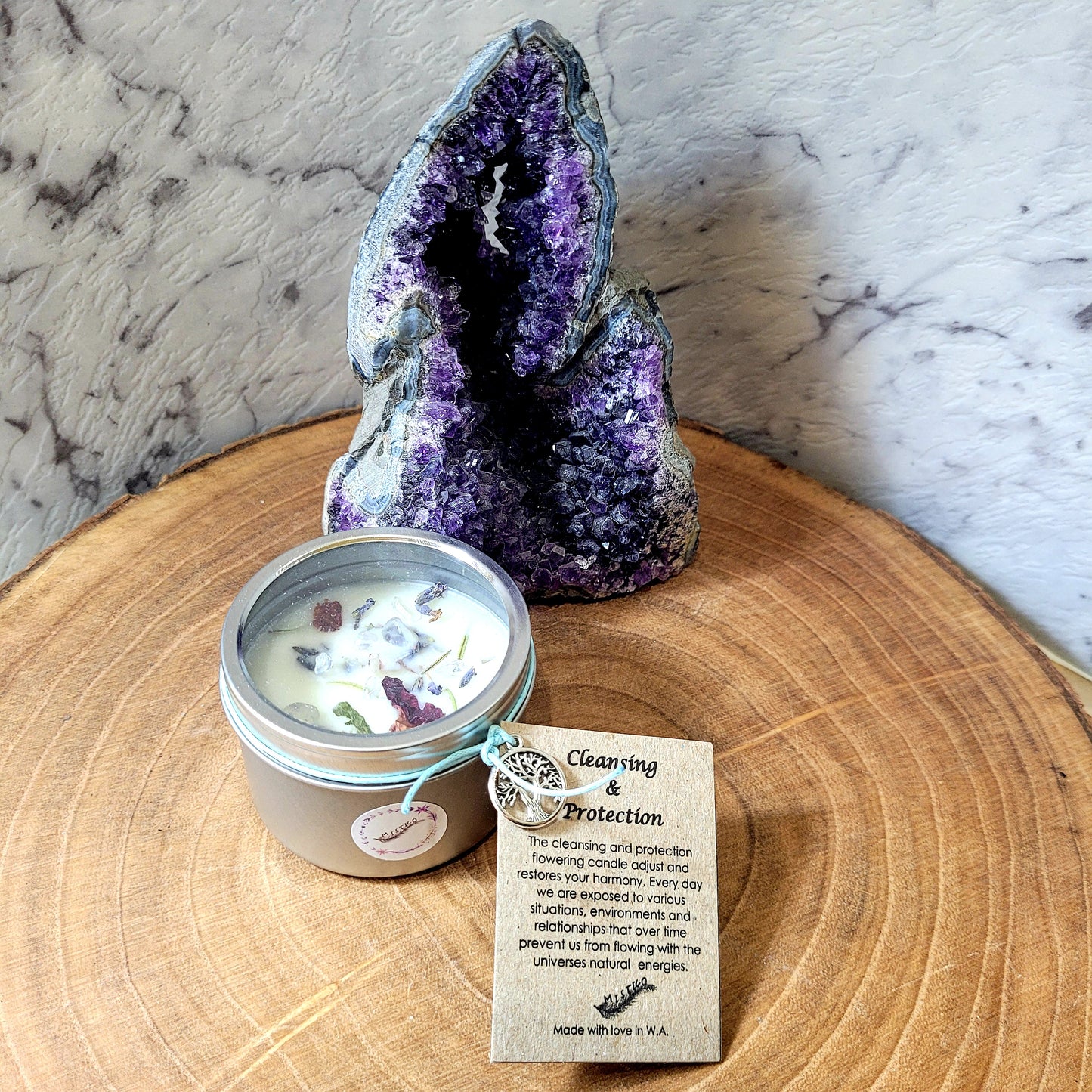 Small Cleansing & Protection Crystal Soy Wax Candle