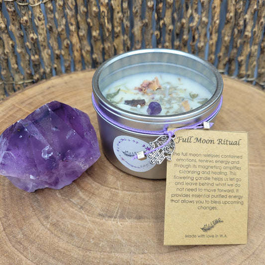 Large Crystal Full Moon Ritual Soy Wax Candle