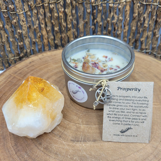 Large Crystal Prosperity Soy Wax Candle