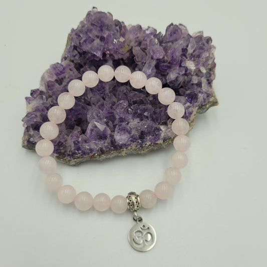 Bracelet Rose quartz 8mm Om