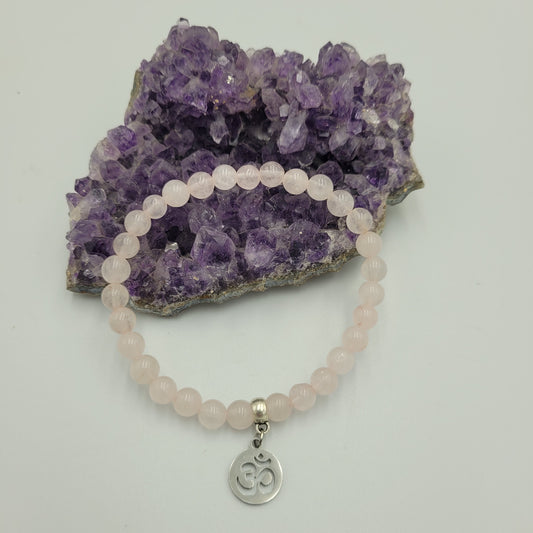 Bracelet Rose quartz 6mm Om