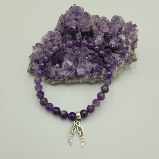 Bracelet Amethyst 6mm Wings