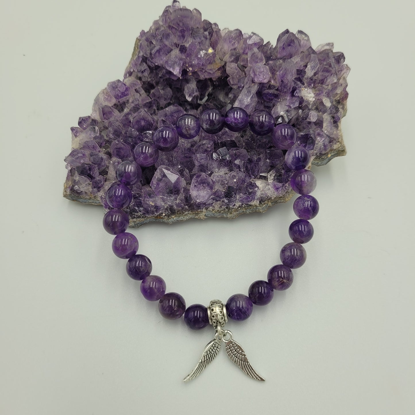 Bracelet Amethyst 8mm Wings