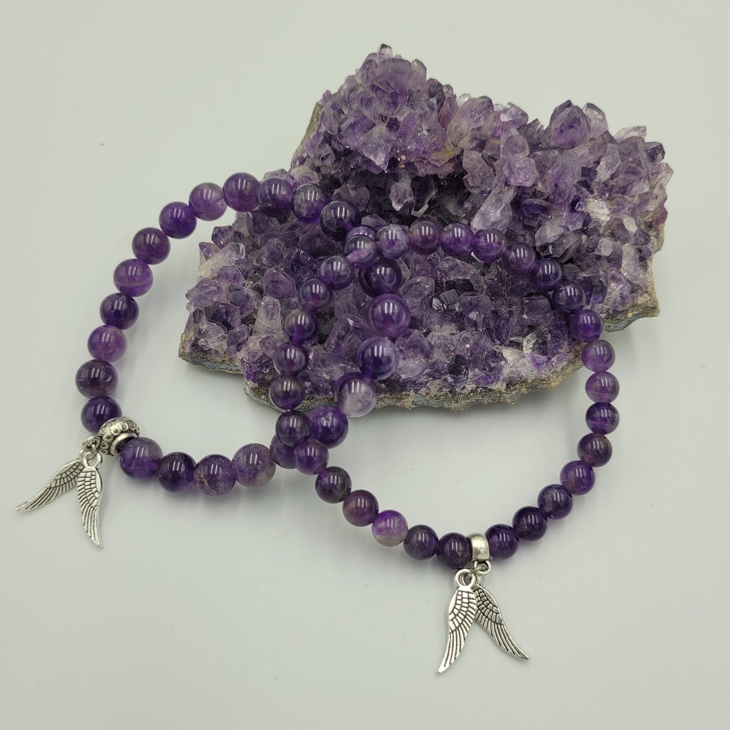 Bracelet Amethyst 8mm Wings