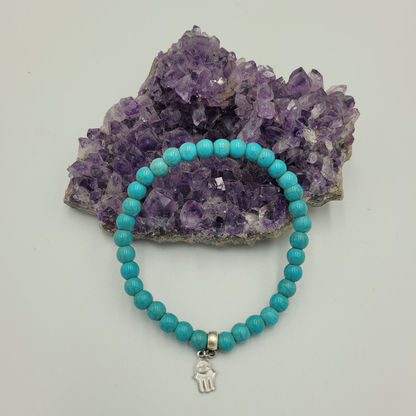 Bracelet Turquoise 6mm Hamsa